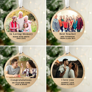 Personalised Photo Wooden Christmas Decoration, 4 of 4
