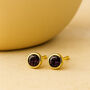Gold Plated Sterling Silver February Amethyst Birthstone Stud Earrings, thumbnail 2 of 5