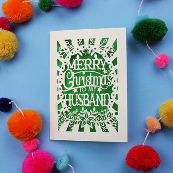 Papercut Husband Christmas Card, 2 of 6