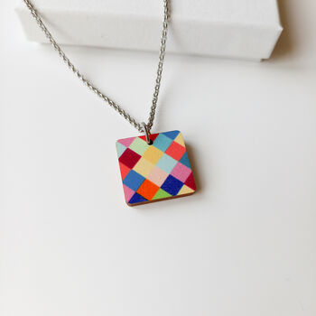 Choice Wooden Square Necklace Colourful Gift, 5 of 9