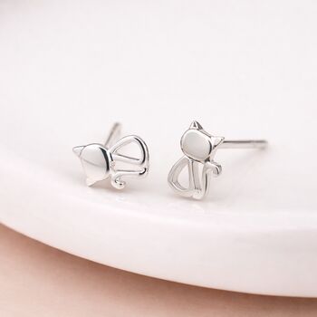 Sterling Silver Sitting Cat Stud Earrings – 8mm, 3 of 7