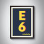 E6 Barking London Typography Postcode Print, thumbnail 8 of 10