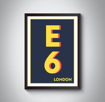E6 Barking London Typography Postcode Print, 8 of 10