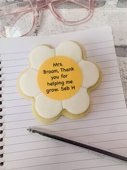 Large Personalised Flower Thank You Teacher Biscuit Gift, 2 of 5