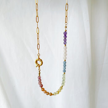 Rainbow Gemstone Bead And Chain Necklace, 5 of 9