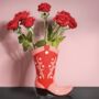 Cowboy Boot Ceramic Pink And Red Vase, thumbnail 3 of 4