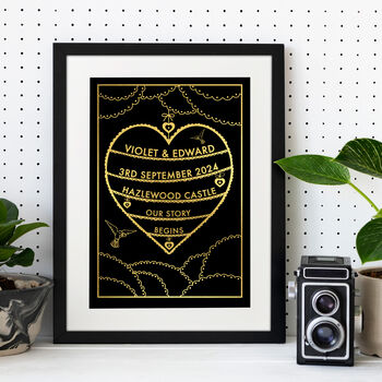 Wedding Heart Personalised Print, 5 of 8