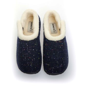 Luna Navy Flecked Women's Slippers Indoor/Garden Shoes, 9 of 9