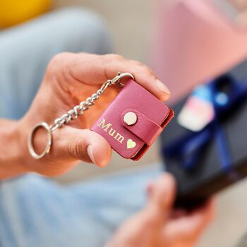 Personalised Leather Eight Photo Mini Book Keyring For Grandad With Hot Stamped Initials, Name Or Date, 7 of 12