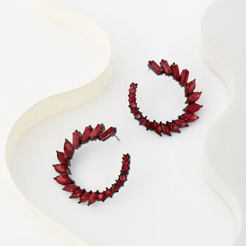 Large Red Crystal Spiral Hoop Earrings, 3 of 3