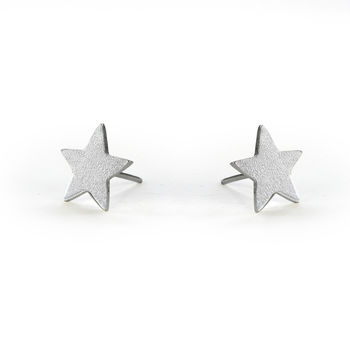 Star Stud Earrings Sterling Silver With Matt Finish, 5 of 5