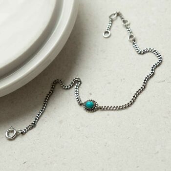 Sterling Silver Oval Turquoise Bracelet, 3 of 5