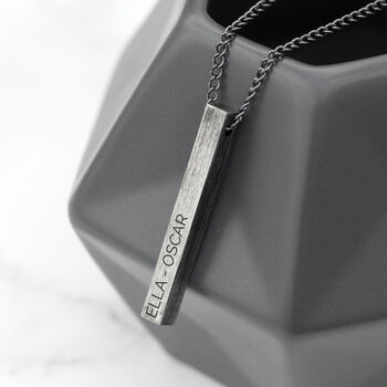 Personalised Men's Brushed Gunmetal Solid Bar Necklace, 2 of 5
