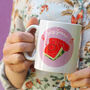 'Juicy Gossip' Watermelon Retro Phone Mug, thumbnail 1 of 2