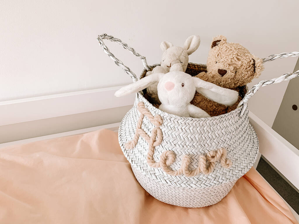 Personalised White Nursery Basket By Cat Kemble