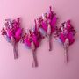 Cerise And Lilac Dried Flower Buttonhole, thumbnail 2 of 3