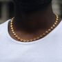Gold Hammered Puff Mariner Chunky Chain Stainless Steel Necklace For Men, thumbnail 1 of 12