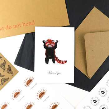 Pack Standing Red Panda Greetings Card, 4 of 7