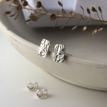 Small Square Textured Studs, 3 of 7