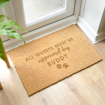 Personalised 'Must Be Approved By' The Pet Doormat, 2 of 7