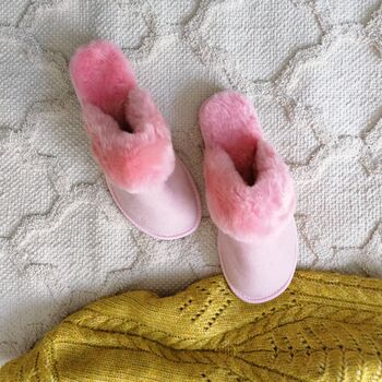 Pink Luxury Sheepskin Mule Slippers, 8 of 12
