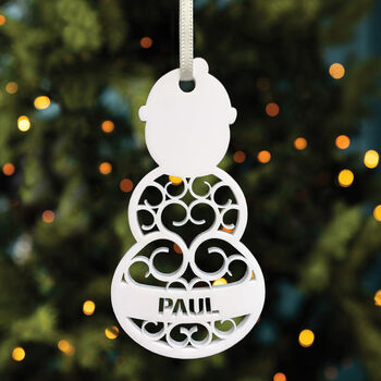 Personalised Spiral Snowman Christmas Tree Decoration, 5 of 6