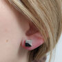 Grey Leather Cube Earrings, thumbnail 5 of 5