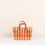 Decorative Reed Storage Basket, Orange Stripe, thumbnail 2 of 9