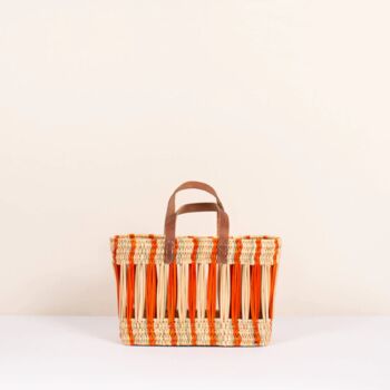 Decorative Reed Storage Basket, Orange Stripe, 2 of 9