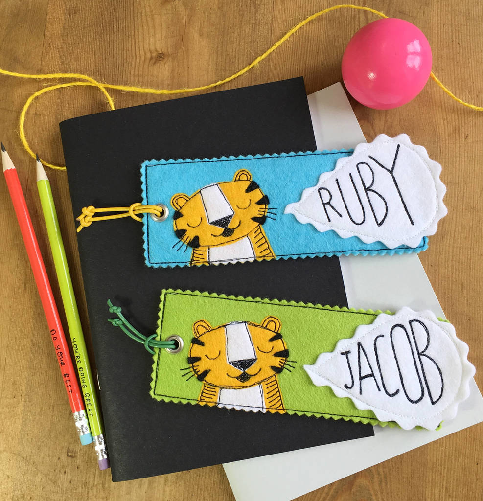 Personalised Happy Tiger Name Bookmark For Children, 1 of 7