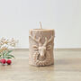 Beige Stag Christmas Pillar Candle Christmas Reindeer Decor, thumbnail 1 of 10