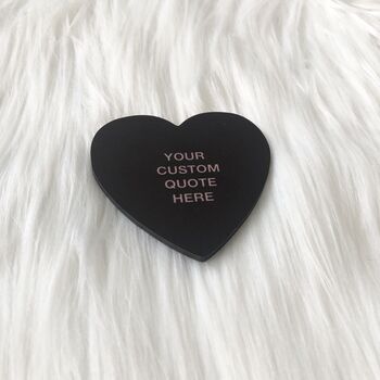 Heart Personalised Quote Coaster Grey Text, 2 of 2