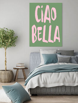 Ciao Bella Green Typography Art Print, 3 of 3
