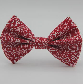 Red Floral Print Dog Bow Tie, 2 of 7