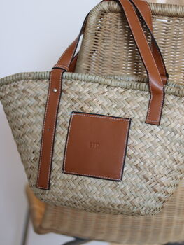 Personalised Monogram Straw Basket Bag, 2 of 8