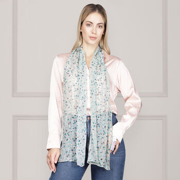 Branches Long Chiffon Silk Scarf, 4 of 10