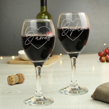 Personalised Heart Name Wine Glass Set, 5 of 5