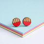 Circle Stripe Wooden Stud Earrings, thumbnail 5 of 6