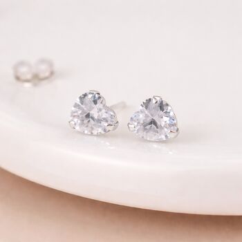 Sterling Silver Cubic Zirconia Heart Stud Earrings – 5mm, 2 of 9