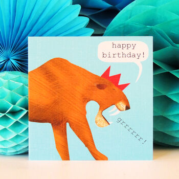 Sabre Toothed Tiger Happy Birthday Card, 6 of 6