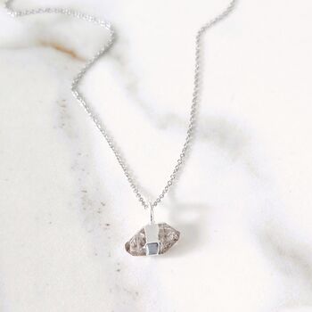 Double Terminated Herkimer Diamond Pendant Necklace, Silver, 5 of 8