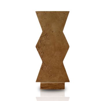 Travertine Zigzag Geometric Sculpture, Hand Carved Natural Stone, 2 of 2