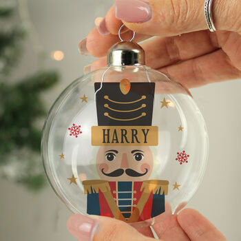 Personalised Nutcracker Christmas Glass Bauble, 3 of 4