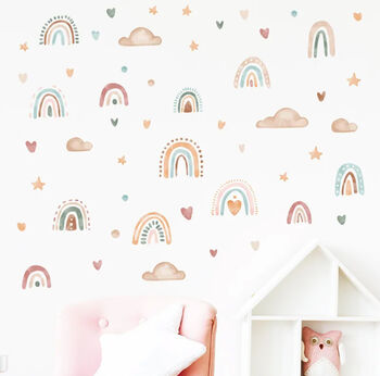 Pastel Rainbow Clouds Stars Waterproof Removable Wall Stickers, 2 of 6