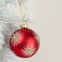 G Decor Red Glass Bauble With White And Gold Stars, thumbnail 1 of 3