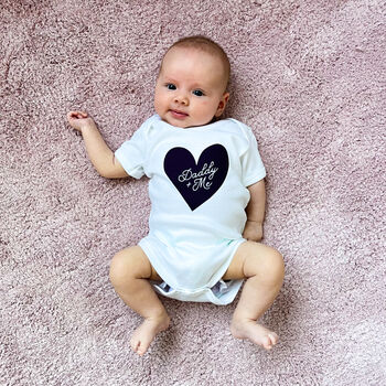 Personalised Daddy Or Mummy + Me Heart Babygrow, 2 of 7