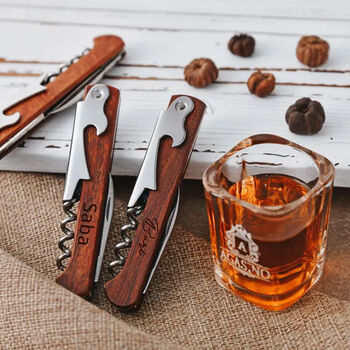 Engraved Wood Corkscrew Personalised Wine Bottle Opener, 3 of 5