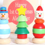 Wooden Christmas Stacking Toy And Personalised Bag, thumbnail 6 of 6