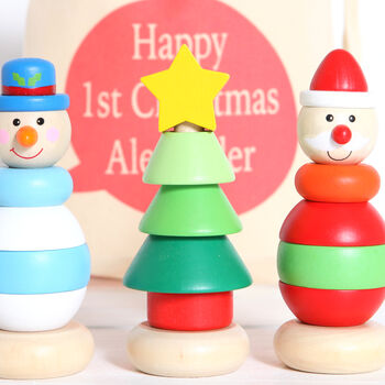 Wooden Christmas Stacking Toy And Personalised Bag, 6 of 6
