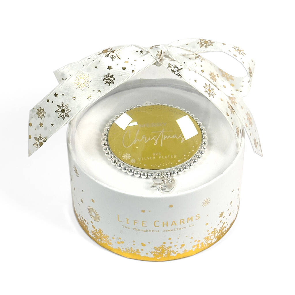 Merry Christmas Silver Bracelet Bauble Gift Box, 1 of 3